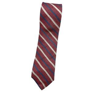 BROOKS BROTHERS Men's Linen Silk Necktie DESIGNER Tie Pink Striped W:3.4" EUC